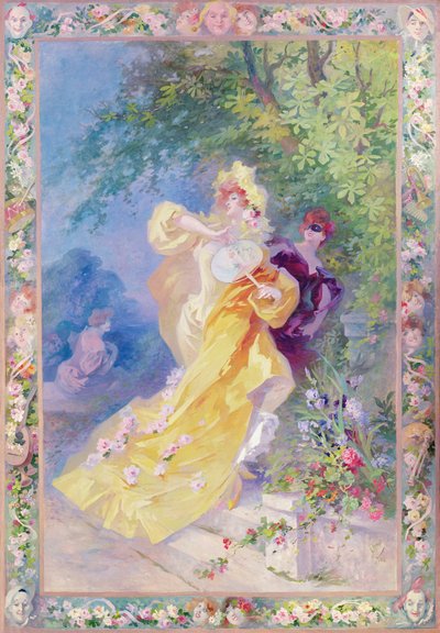 Il domino giallo, disegno per un arazzo o tappeto, 1908 da Jules Cheret